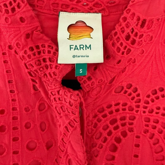 FARM Rio Red Eyelet Mini Dress (S) - Picture 6 of 6